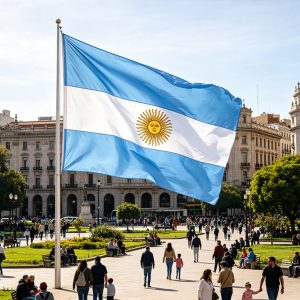 Alternative view of Argentine Embroidered Flag 3ft x 5ft, Single Layer Double Sided Embroidery